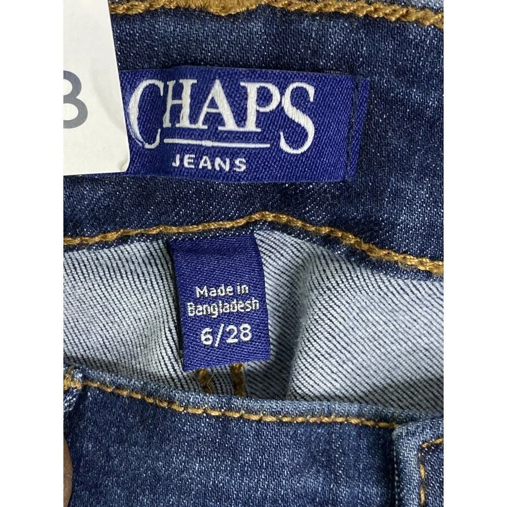 Chaps Ladies' Mid Rise Crop Kick‎ Flare Jeans Dark Blue Denim Size 6/28 NWT